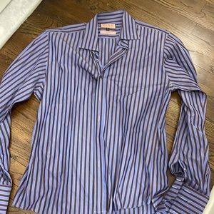 Thomas pink slim fit striped shirt 16 1/2
